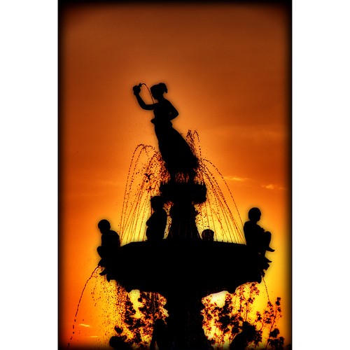 orange water fountain silhouette sunrise downtown capital alabama roundabout structure explore montgomery d200 hdr courtsquare nikonstunninggallery anawesomeshot courtsquarefountain sunsurfr