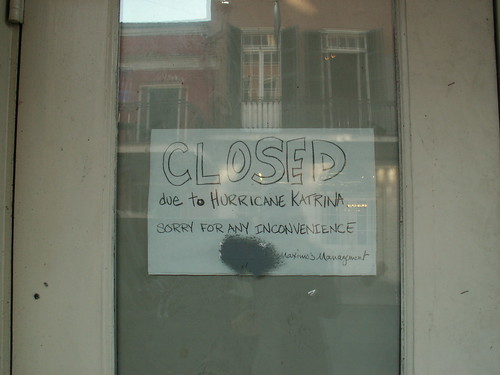 Sign: Closed Due to Hurricane Katrina