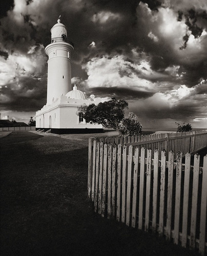 sunset bw lighthouse storm clouds fence sydney dramatic australia nsw late macquarie stitched picket southhead paulgosney acmp ©paulgosney