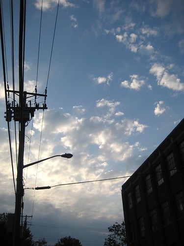 street light sunset sky lamp up clouds pittsburgh pennsylvania wires electricity