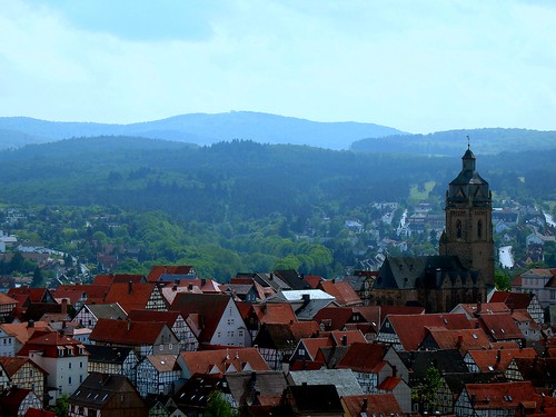 red church germany landscape hills roofs soe hesse badwildungen holidaysvacanzeurlaub