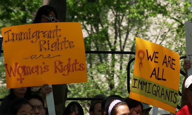 "Immigration Rights Are Women's Rights" & "We Are All Immigrants" Signs At The May Day Immigration Rights Rally (Washington, DC) from Flickr via Wylio