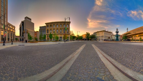blue panorama water fountain architecture clouds sunrise downtown alabama roundabout tracks structure cobblestone montgomery d200 streetcar hdr excellence courtsquare yougotit plus4 nikonstunninggallery plus4excellence invitedphotosonlyplus4 lightingroute sunsurfr