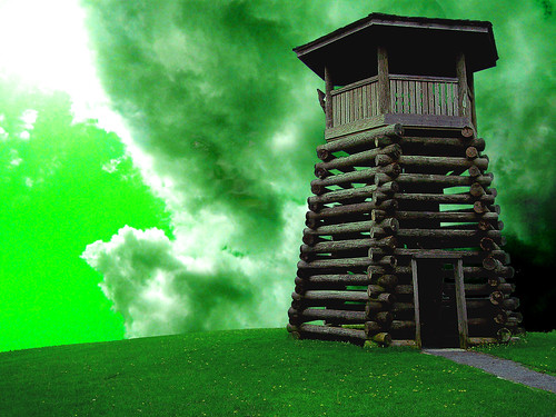 cloud storm green tower photoshop altered geotagged ominous digitalart lookout bobdylan computerart modified allrightsreserved watchtower photoshopart rcvernors droopmountain