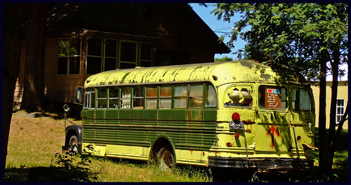 old school bus green abandoned catchycolors peeling f10 joeldinda