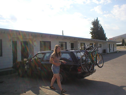 summer vacation interstate motel morning maggie ontheroad roadtrip subaru bikes bikerack travel lima montana limamt
