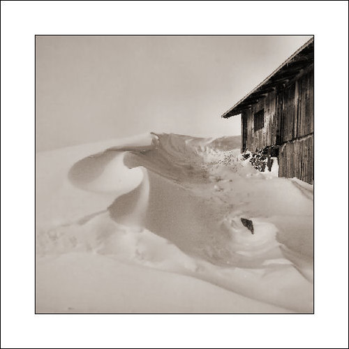 snowy hut