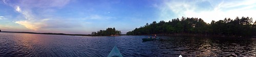 pemaquid camping campground lake kayak panorama sunset maine nick moon clouds water