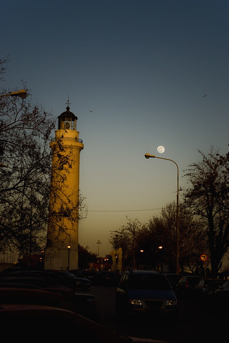 sunset moon lighthouse full alexandroupolis