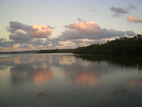 sunset reflection clouds lagoon vanuatu portvila