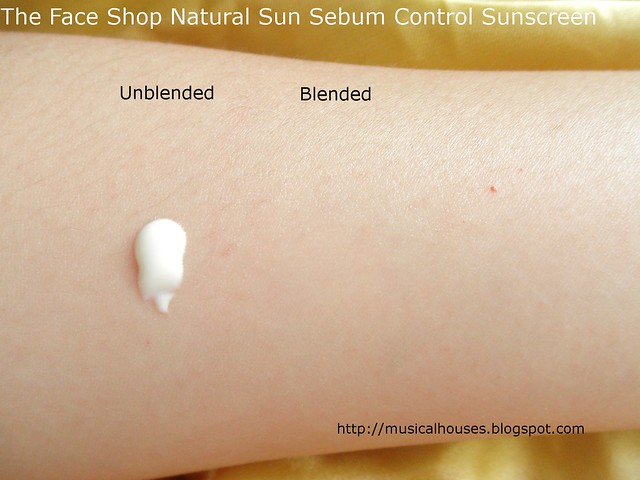 The Face Shop Natural Sun Sebum Control Sunscreen Swatch