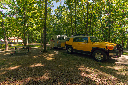morning travel camping trees camp usa girl forest vintage outside outdoors tennessee scenic sunny roadtrip historic adventure toyota yellowstone teardrop camper fj cruiser tb campsite clamshell littleguy freecamping dandangler meriwetherlewiscampground