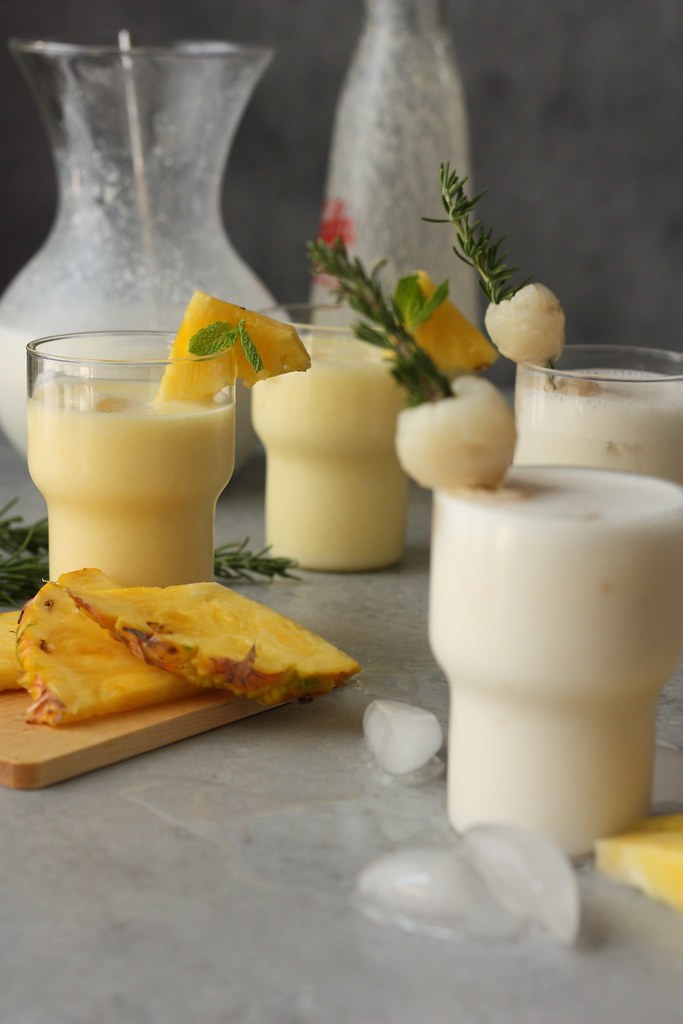 Lychee-Ginger Lassi and Pineapple Lassi