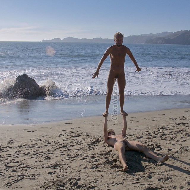 naturist acro-yoga 0003 Marshall's Beach, San Francisco, California, USA