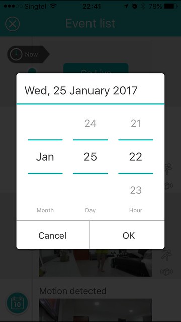 Beseye Pro - iOS App - Event List - Date Selection
