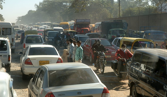 Traffic on Old Madras Road