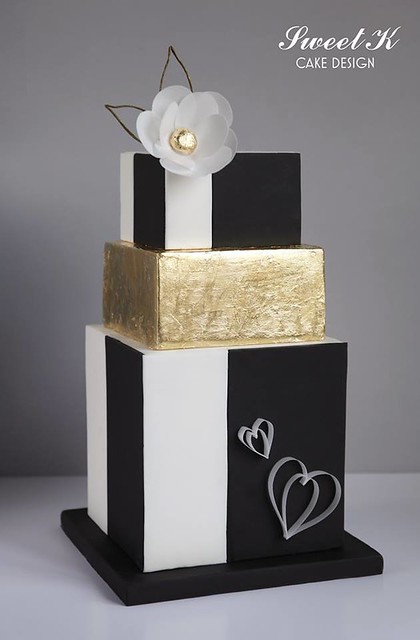 Gold and Black Wedding Cake by Sweet K