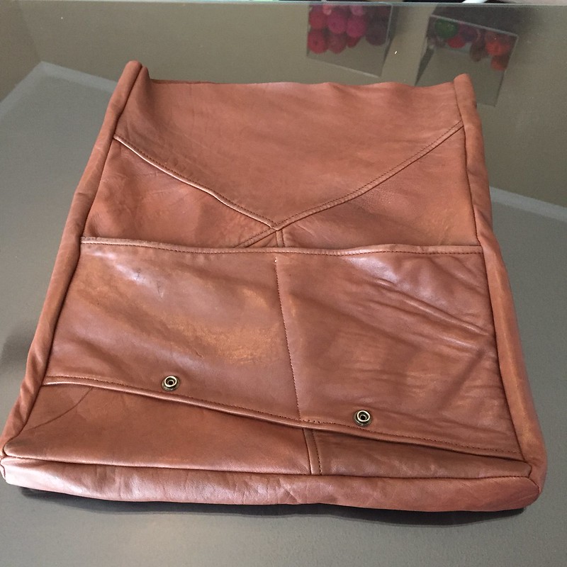 Recycled Leather Fold-Over Bag - In Progress