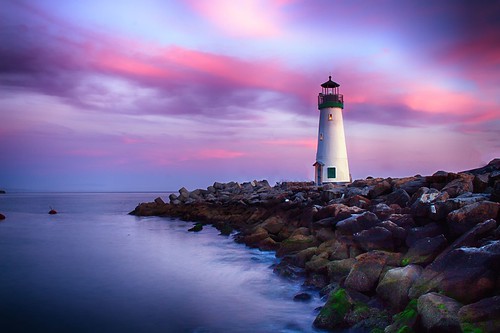 ocean bay lighthouse sunset sky hdr goldenhour santa cruz water