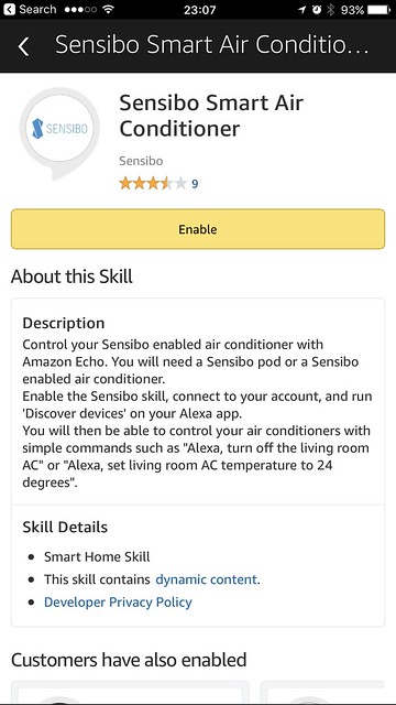 Amazon Alexa App - Sensibo Skills