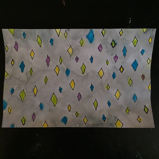 Day eleven for #icad2015 sketched diamonds filled in with watercolor
