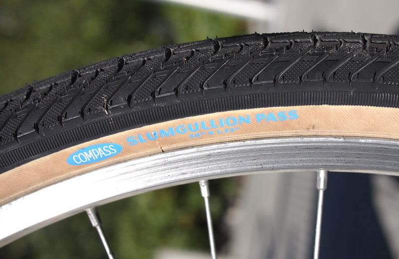 Compass Bicycle Slumgullion Pass Tire: No flats, and they rolled much better on pavement.  They also handled gravel fairly well.