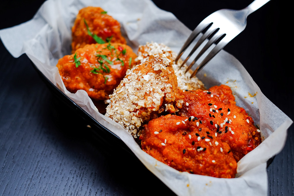 Monochrome Fusion Bistro's Chicken Wings (honey oat, chilli crab and favourite house wings)
