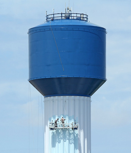 durandmichigan watertower painting blue michigan working