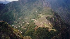 Inca trail Machu Picchu seen from Huayna Picchu