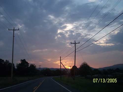 road blue sunset sky orange cloud mountain sunrise colorful driving cloudy country wv westvirginia rig moorefield brightonpark hardycounty