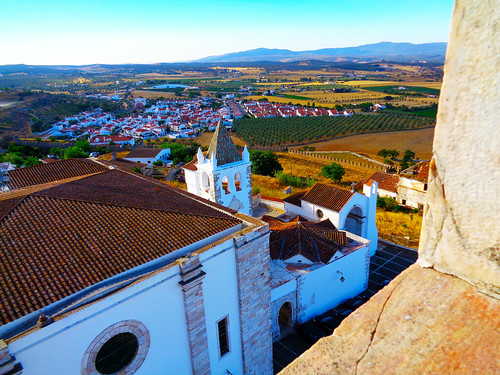 portugal alentejo estremoz cidade medieval panorâmina paisagem planície casas árvores natureza telhados igreja centrohistórico campo luz torredemenagem
