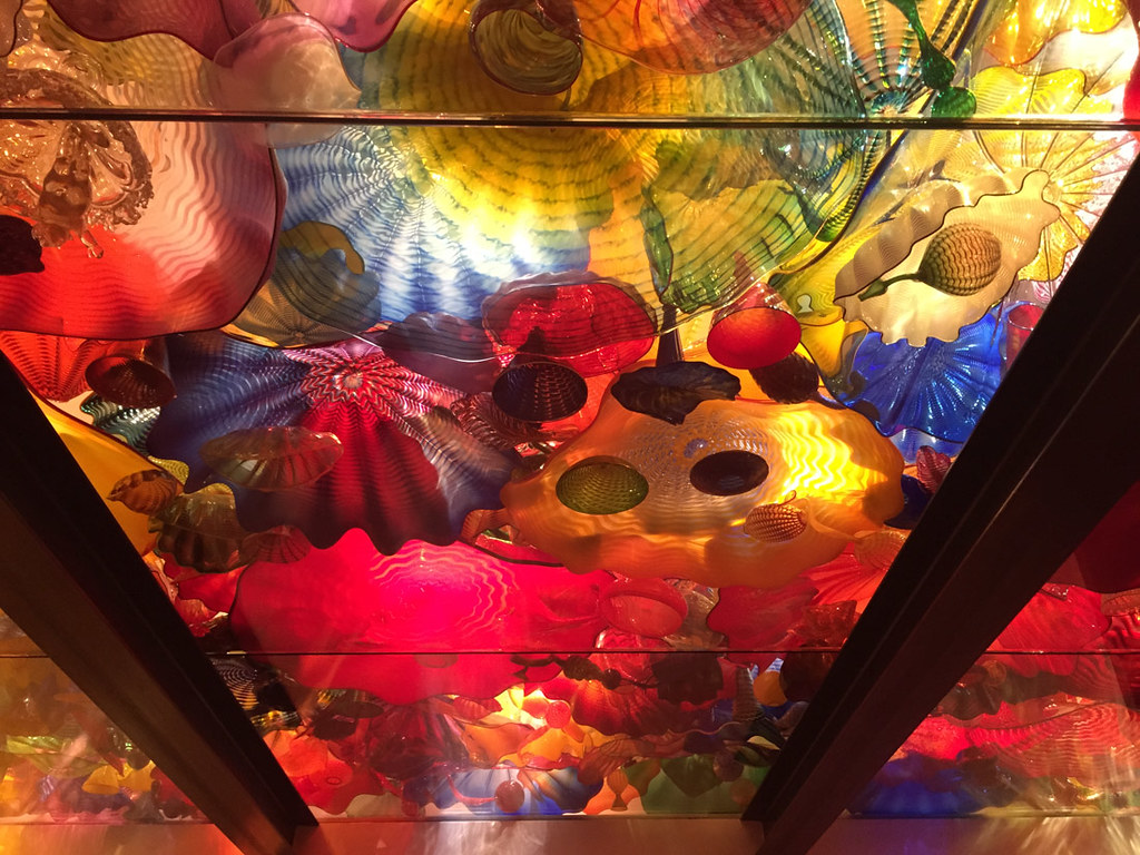 Glass ceiling exhibit at Chihuly museum in Seattle