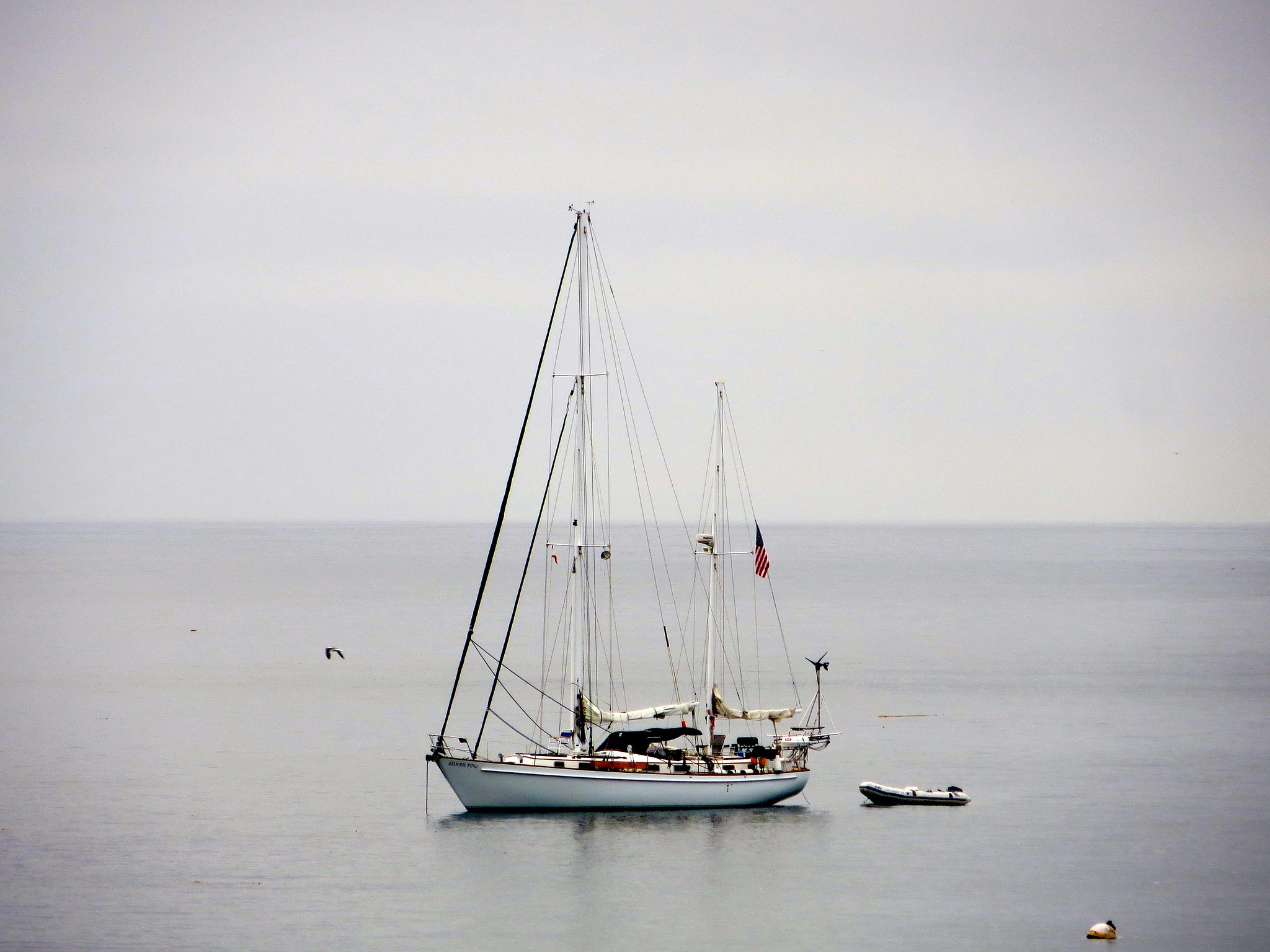 sailboat at daybreak in Malibu