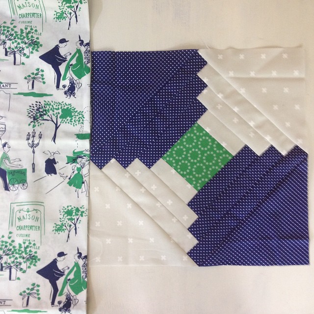 My plan for August #havendgs quilt block and backing fabric.  I'll be mailing out the green squares (Juliana Horner from Joann's) this week so you just need navy and white fabric.  #dogoodstitches tutorial for block will be on the blog soon