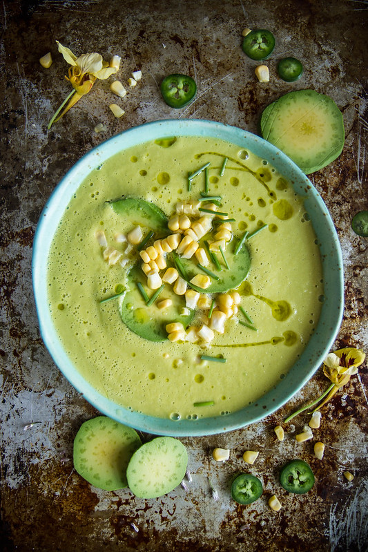 Spicy Corn and Avocado Soup