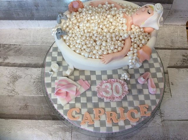 Bath Tub Cake (Carved from a 7' Chocolate Cake filled with Chocolate Buttercream) by Cupcake moments