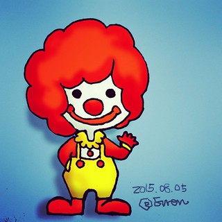 #OldSchool style. In abroad, some people feel uncomfortable when they saw the #clown. It's special situation. Clown means "#funny" but also makes "#scary"...why? Anyway, the well know clown in Taiwan is uncle #Madonna....... #左手畫畫 #drawing #cartoon #sketc