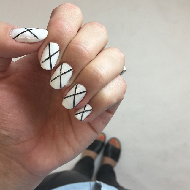 Now I remember why I don't do striping tape nail art very often, it starts peeling at the edges the very next day! #notd #manimonday #nailart