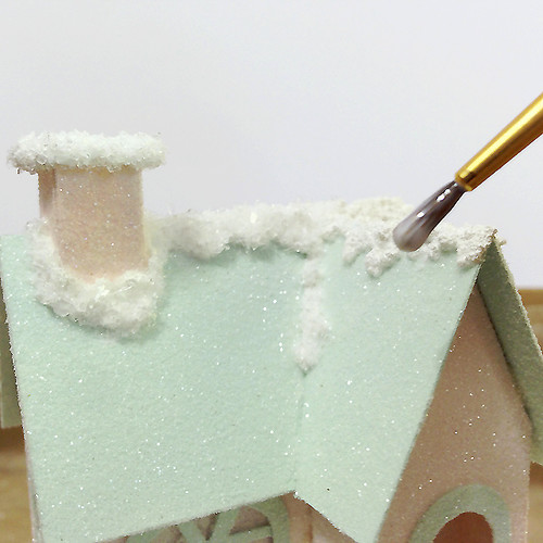 How to: decorate a putz house with snow and glitter / AllThingsPaper.net