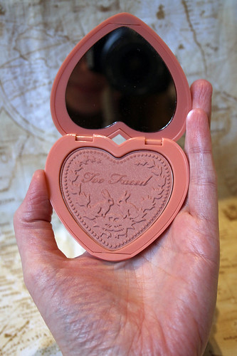 A picture before the embossing on the blush is all gone