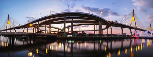 fantastic bridge bhumibol bangkok panorama architecture sunset travel long exposure fujifilm xt1