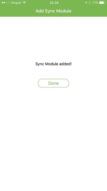 Blink iOS App - Blink Sync Module - Setup Done
