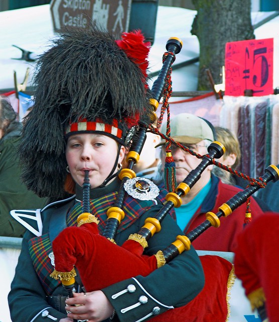 female bagpipe player