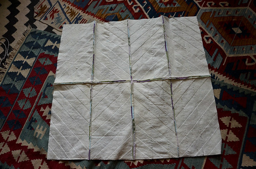 15. Diamond String Quilt Panels Sewn Together - back