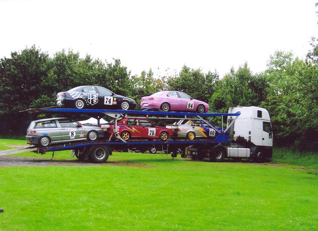 A familiar sight in the paddock was this Avon Racing six car transporter.