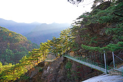 Footbridge in Myohyang mountains, DPRK