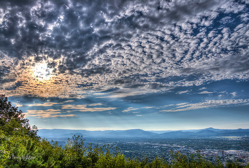 blue summer sky mountain mountains mill sunshine clouds star virginia view july ridge roanoke rays appalachian overlook terryaldhizercom