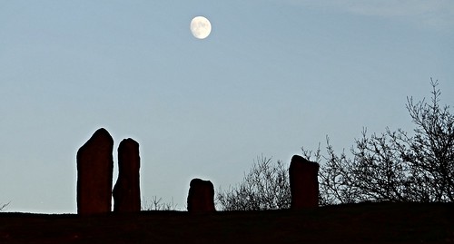 sunset moon stone standing circle hill clent