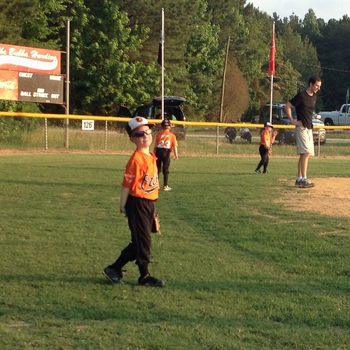 I am super proud of this kid, playing his first season of baseball, having a blast. Ev's indeed on a fun ride: his last-place Orioles find themselves set to play the T-ball championship on Saturday.
