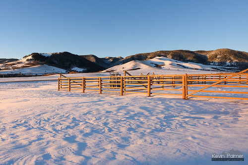 story wyoming cold winter december snow snowy frigid subzero clear early morning nikond750 bighornmountains tamron2470mmf28 battlefield wagonbox foothills fence gate wooden corral drifts sunny blue sky